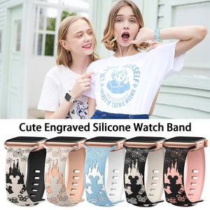 Bracelet de montre en silicone Forwelleny, artisanat sculpté Château <span class=keywords><strong>Mickey</strong></span> pour <span class=keywords><strong>Apple</strong></span> <span class=keywords><strong>Watch</strong></span> Series 11 10 9 8 7 6 5 4 3 SE Ultra 2 - Product Image 4