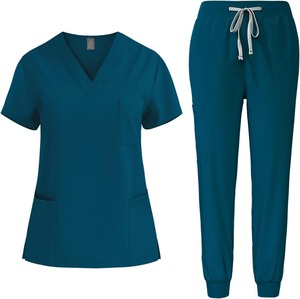 Enfermería Médico Scrubs Doctor Hospital Clínica de mascotas Salón de belleza Ropa DE TRABAJO Scrubs Uniformes Conjuntos Jogger Conjuntos Logotipo personalizado Cuello en V - Product Image 1