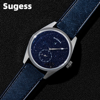 Montre de plongée pour homme Sugess, mouvement automatique ST1721, remontage manuel, bracelet en cuir, montre-bracelet en acier inoxydable à vendre