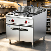 Friteuse verticale professionnelle à double cuve avec armoire, friteuse électrique en acier inoxydable pour poulet et frites