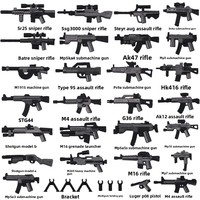 Blocs de construction militaires pour poupée SR25, accessoires pour fusil de précision et mitrailleuse, pack bicolore, briques de jouets en plastique