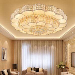 Grand luminaire de plafond en cristal, <span class=keywords><strong>design</strong></span> en forme de fleur, luminaire de plafond en cristal doré de luxe à LED pour salon, bureau à domicile - Product Image 2