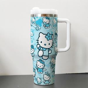 Nuevo Vaso Personalizado Kt, Botella de Agua de Acero Inoxidable, Vaso Aislado con Asa y Pajita de 40 oz, Hola - Product Image 2