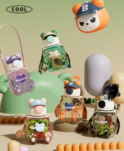 Botella de Agua de Lujo con Forma de Animal Adorable 2026, Venta al por Mayor, Vaso Infantil con Logotipo Personalizado, Tapa con Gorra de Béisbol y Correa para el Hombro - Product Image 6