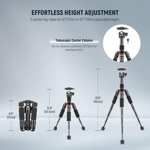 NEEWER <span class=keywords><strong>Mini</strong></span> treppiede portatile da tavolo 20 ''in lega di alluminio con testa a sfera 360 ° per videocamera treppiede per fotografia - Product Image 3