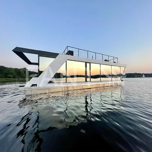 Neues Design Hausboot Aluminium Ponton Hausboot zum Verkauf Raumkapsel Boots haus schwimmendes solar betriebenes elektrisches Hausboot