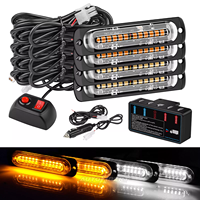 AUXITO 4 pièces, barre lumineuse LED blanche ambre, lampe de signalisation d'urgence pour véhicule, grille avant