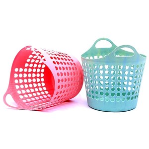 Promotion Bathroom Kids Foldable Bags & Baskets Clothes Container Hollow Mesh Storage Plastic Hamper Laundry Basket
