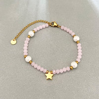 Bracelet vintage en perles, miroir étoilé multicolore, plaqué or 18 carats, bijoux féminins esthétiques, vente en gros