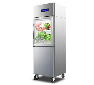 Refrigerador de Doble Puerta con Doble Temperatura y Puerta Superior de Vidrio, Combinación de Refrigerador y Congelador para Cocina de Restaurante - Product Image 1