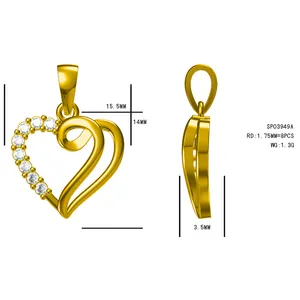 قلادة على شكل قلب من الزركون الفضي 3A مخصصة مخصصة بالجملة قلادة مجوهرات من الزركونيا