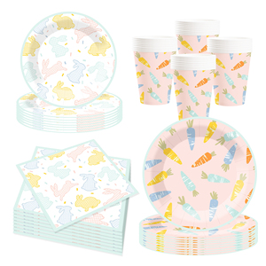 DAMAI Happy Easter Customized Disposable Paper Plates Easter Theme Tableware Paper Napkins Cups Table Supplies - Product Image 3