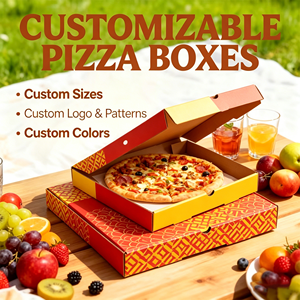 Scatola per Pizza in Cartone Ondulato Biodegradabile Personalizzata con Logo, Misure Personalizzabili, Vendita Diretta dalla Fabbrica per Feste - Product Image 1