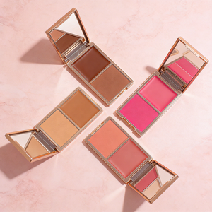 OEM NEU Luxuriöses Goldenes Rouge 2-in-1 Creme-Puder-Rouge Private Label Rosa Veganes Natürliches Wangen- und Lippenpigment Make-up Rouge-Palette - Product Image 3