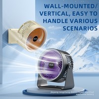 Ventilateur de bureau multifonctionnel en plastique pour dortoir, recharge USB, moteur silencieux sans balais à 5 vitesses, veilleuse LED, 5 modes d'éclairage