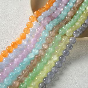 Verano Natural hielo seda Jade piedra sintética Color cuentas redondas hecho a mano Diy pulsera collar accesorios Material - Product Image 1