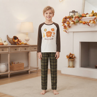 Gestalten Sie Ihre Eigenen Thanksgiving-Familien-Pyjamas: Danke-Tag Truthahn Ernte Rundhals Langarm-Oberteil und Hose Nachtwäsche-Set Großhandel