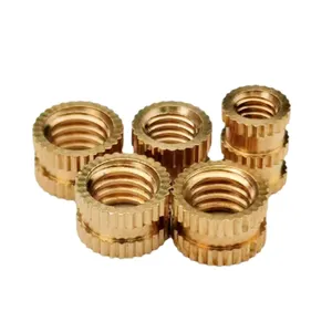 M6 M8 M10 OEM nhà sản xuất hợp kim đồng H59 H62 đồng có khía chèn Nut Brass tan chèn Brass Nut din16903