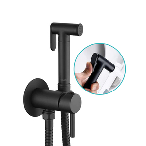 Heavy Metal Matte Black Brass <strong>Hand</strong> <strong>Bidet</strong> <strong>Hand</strong> Shower <strong>Sprayer</strong> with Cold Hot Wall Water Supply Valve Mixer - Product Image 1