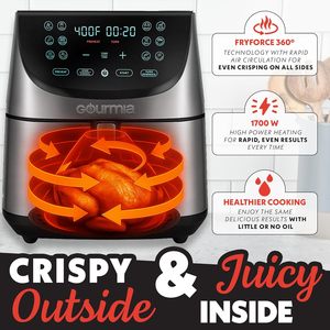 <span class=keywords><strong>Friteuse</strong></span> à air <span class=keywords><strong>Gourmia</strong></span> 8 Qt, grande capacité, FryForce360, affichage numérique, 12 préréglages, rôtir, cuire, griller, déshydrater, compatible lave-vaisselle - Product Image 4