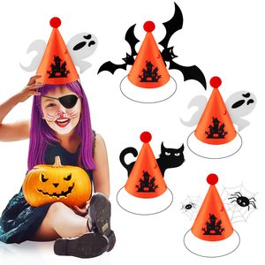 Sombrero de fiesta de <span class=keywords><strong>Halloween</strong></span> con araña murciélago gato y fantasma patrón Fanny artesanía hecha a mano para niños sombrero de <span class=keywords><strong>Halloween</strong></span> accesorios de fiesta - Product Image 1