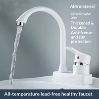 Robinet mitigeur eau chaude et froide, monocommande, avec cartouche céramique, monotrou, à poser sur plan, pour lavabo et cuisine, en plastique