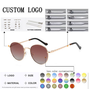 <b>Round</b> <b>Sunglasses</b> Full Rim Gold <b>Frame</b> Green Lenses UV400 Protection Unisex Adult Retro Style - Product Image 2