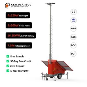 <b>Solar</b> Powered Tower <b>Lights</b> Q235 Hot-Dip Galvanizing 480W LED 5-Year Warranty for Sports Stadium - Product Image 1
