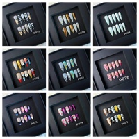 Ongles à presser personnalisables de luxe en acrylique, design 3D, forme amande, couverture complète, 10 pièces, 100 % faits à la main, faux ongles de haute qualité