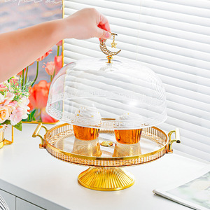 Transparent <b>Cake</b> <b>Stand</b> With Lid Round Plastic Display Tray For Desserts <b>Cakes</b> Pastries Bread Storage And Serving - Product Image 1