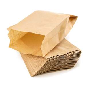 Sacchetto di carta Kraft per il cestino del pane, semplice, 14cm + 10cm x 30cm - Product Image 1