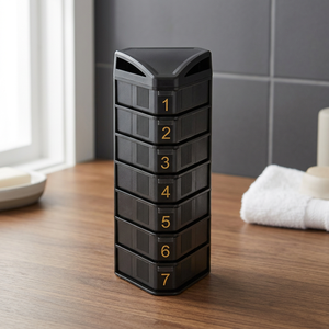 กล่องใส่ยาเม็ดพกพา MEMOSAN BS0826R แบบถอดประกอบได้ วัสดุพลาสติก กันความชื้น 7 วัน 21 ช่อง สำหรับจัดยาเช้า-เย็น - Product Image 4