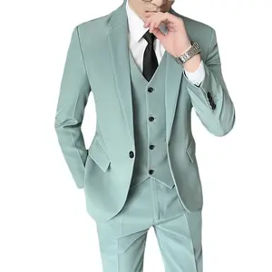 (Blazer + calças + colete) masculino, 3 peças terno de casamento para homens, formal de negócios, carreira, conjuntos de tamanho grande para homens, S-4XL