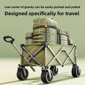 थोक स्टेनलेस स्टील चार पहिया पोर्टेबल शॉपिंग कार्ट फोल्डेबल सेल्फ ड्राइविंग कैंपिंग ट्रॉली आउटडोर कैंप वाहन भंडारण - Product Image 2