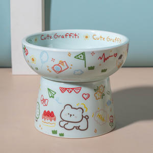 Özel Tasarım Çevre Dostu Seramik Su Geçirmez Yuvarlak Evcil Hayvan Mama Kabı, Köpekler İçin Evde Kullanım İçin Şık Düz Desenli - Product Image 5