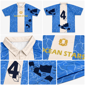 Custom Street Retro Voetbalshirt Digitale Print Design Oversized Ademend Zomer Korte Mouw Uniform 100% Polyester - Product Image 4