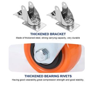 4/5/6/8 Zoll Polyurethan Industrierollen, Schwerlast-Schwenkrollen, rote <span class=keywords><strong>PU</strong></span>-Rollen - Product Image 4