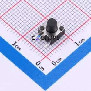 TS-1095C-A6B2-D2 Tactile Switch Bent Lead Through Hole-3P,6x6mm Single Pole Single Throw Round Button 1.8N Right Angle Insert - Product Image 1