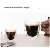 Tasse à thé créative en verre à double paroi 150ml 280ml, tasse à café isolée anti-brûlure avec poignée