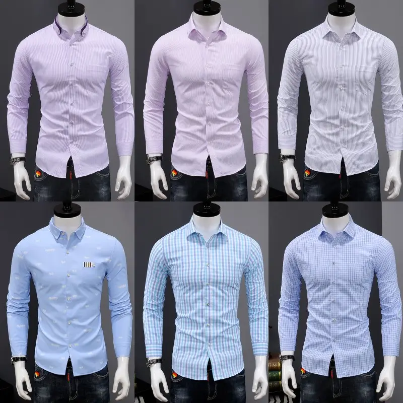 Groothandel Custom Katoenen Casual Overhemd Opstaande Kraag Lange Mouw Heren Shirts Formele Office Shirt Collectie Van Bangladesh
