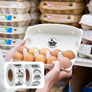 Étiquettes en carton d'oeufs de poulet Timbres et autocollants d'emballage d'oeufs frais de ferme Veuillez retourner pour les oeufs de poulet frais - Product Image 1
