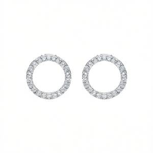 Orecchini in Oro Bianco con Diamanti Taglio Brillante Rotondo Colore G Diamanti Naturali Stile Classico per Uso Quotidiano Femminile - Product Image 1