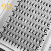 Stock disponible – Éventails de cils préfabriqués en fibre PBT coréenne, ultra-noirs 8D 9D 10D, tige courte 10 mm, 12 rangées