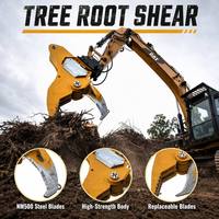 Cisaille hydraulique pour racines d'arbres RIBETTER à forte force de coupe, lames résistantes à l'usure NM500, certifiée CE pour excavatrices de 6 à 30 tonnes