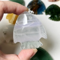 Figurine de poisson tropical en cristal de 2 pouces, sculptures en cristal faites à la main, statue de poisson animal, pierre de cristal, sculpture de Reiki