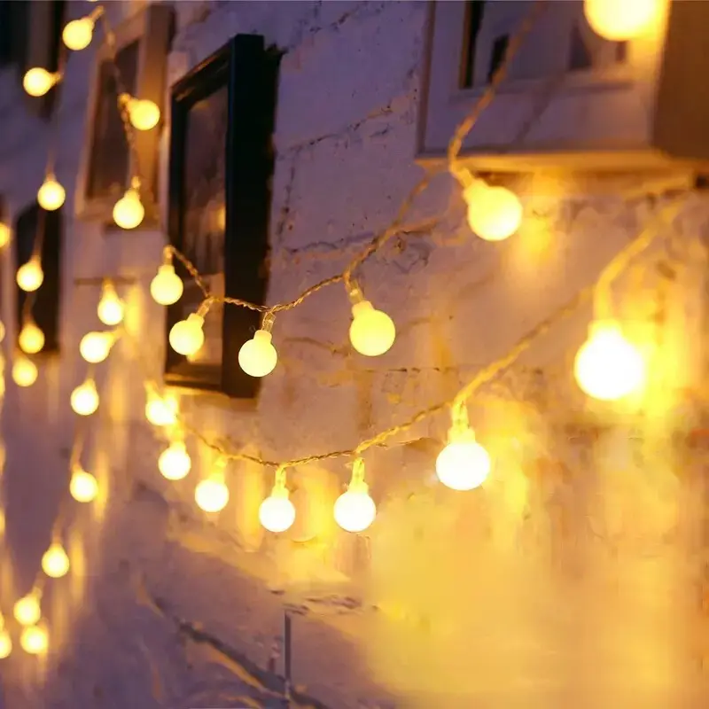 Led pequeña bola blanca cadena de luces batería decoración de la habitación tienda de campaña atmósfera luces de vacaciones