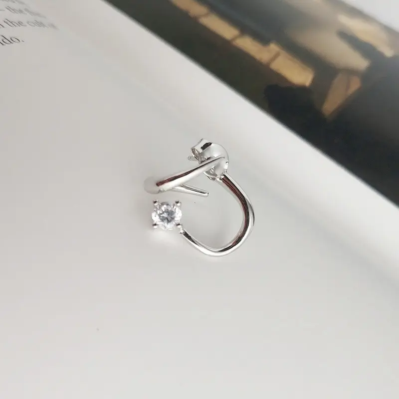 Einzelner S925 Sterling Silber CZ Ohrring Reines Silber Diamant schliff Haken Ohrring Silber Zirkon Haken Ohrring