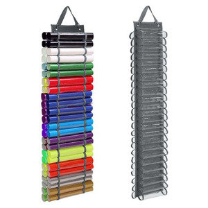 Double-side 48 Hanging Vinyl Roll Holder Storage Rack Keeper Shirt Clothes Yoga Leggings Closet Vinyl Storage Organizer