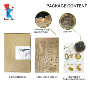 Trang Trí Nội Thất Bằng Gỗ Đồng Hồ Treo Tường Của Câu Đố Cho Cắt Laser Hình Dạng Unicon Cổ Điển DIY 3D Cho Người Lớn Cho Trẻ Em ZC-LQD004 Gỗ 3Mm - Product Image 6