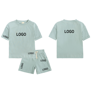 Set Estivo Casual per Bambini 1-13 <span class=keywords><strong>Anni</strong></span>, T-Shirt 100% Cotone Personalizzate, Completo Unisex con Maniche Corte - Product Image 2